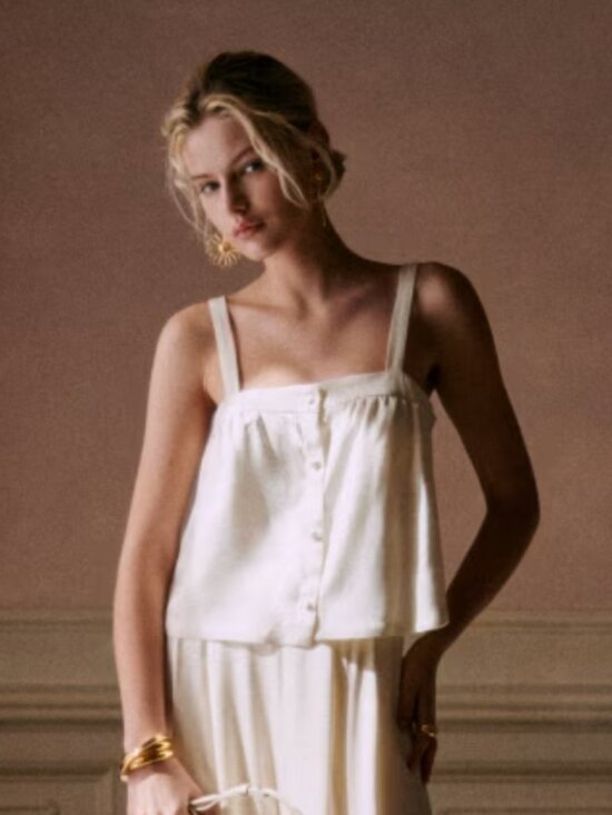 Sezane Tops - Sézane Ecru Kelly Blouse - Éditions Capsule - French 38 / US 6 - Sustainable Eco
